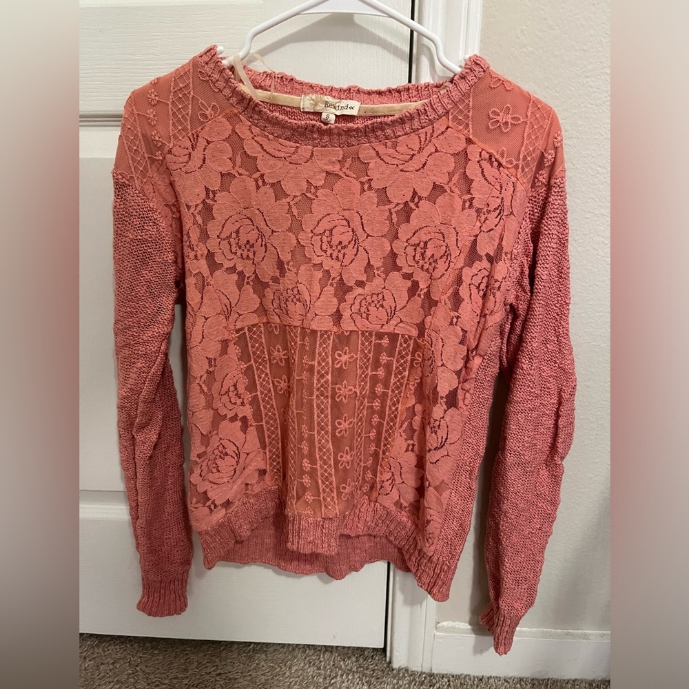 Pink lace sweater